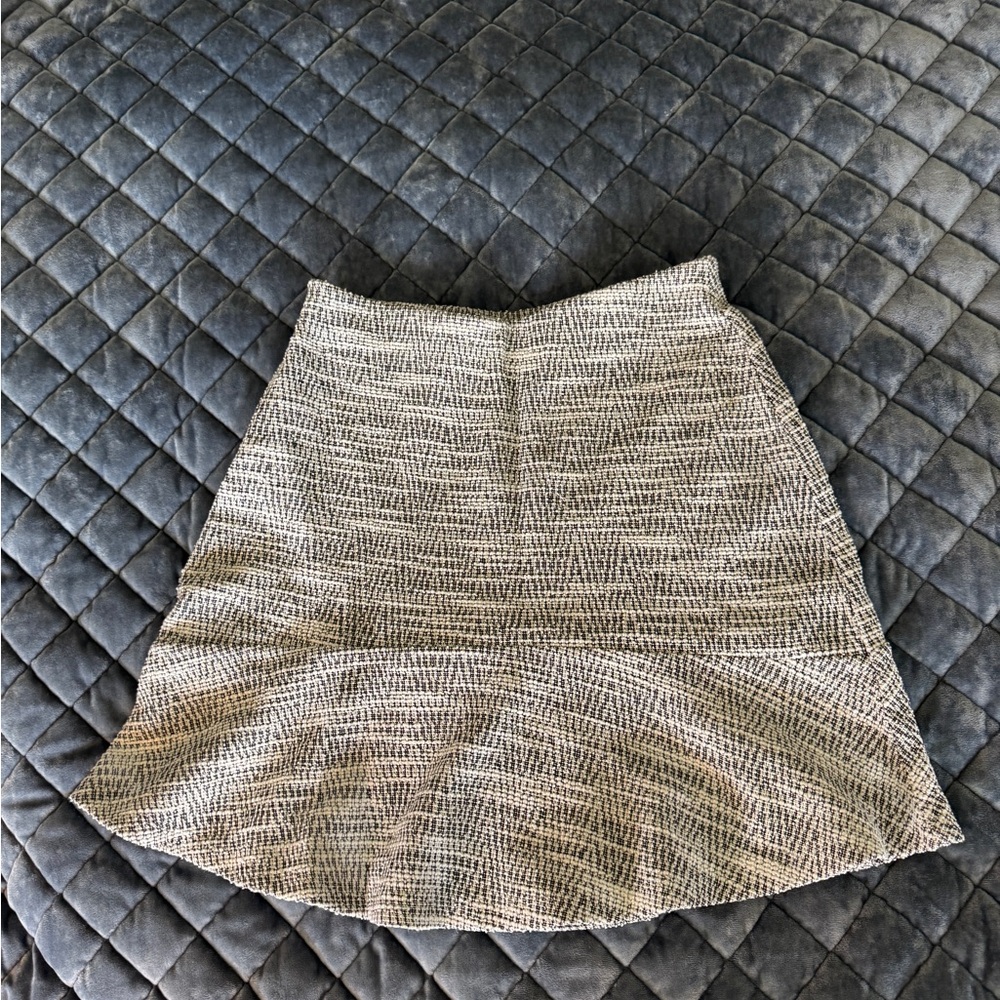 LOFT Textured A-Line Skirt in Cream and Black